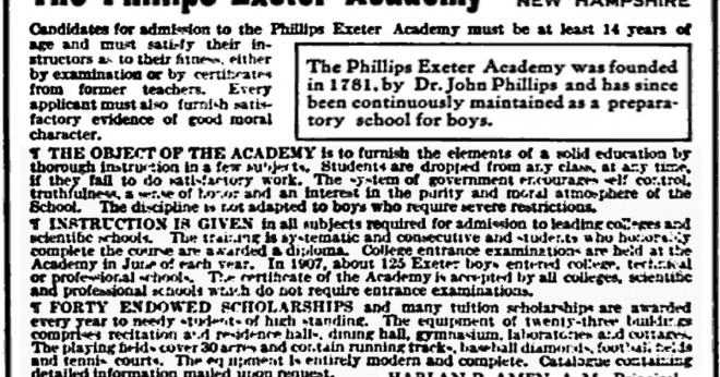 När grundades Phillips Exeter academy?