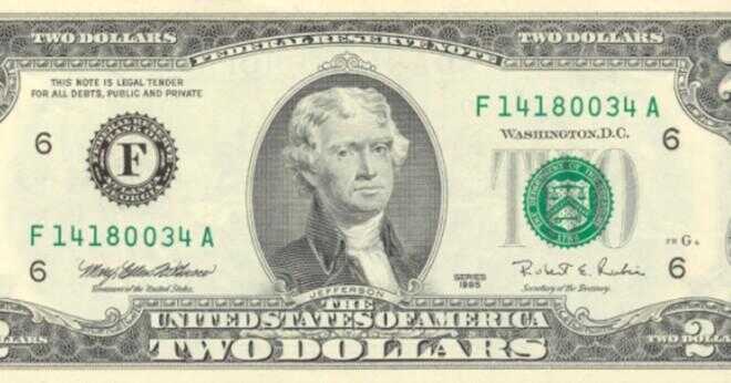 Vad är värdet av en 2 US-dollar bill?