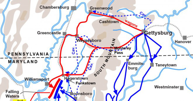 Om konfedererade söderifrån varför de attackerar från norr i slaget vid Gettysburg?