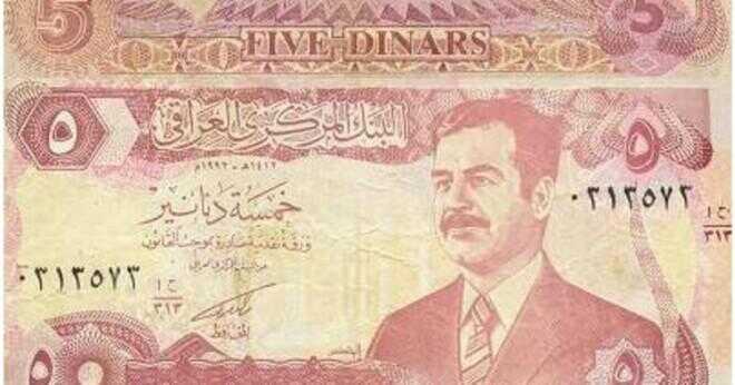 Hur mycket är 10000 dinar propositionen med Saddams bild värt?