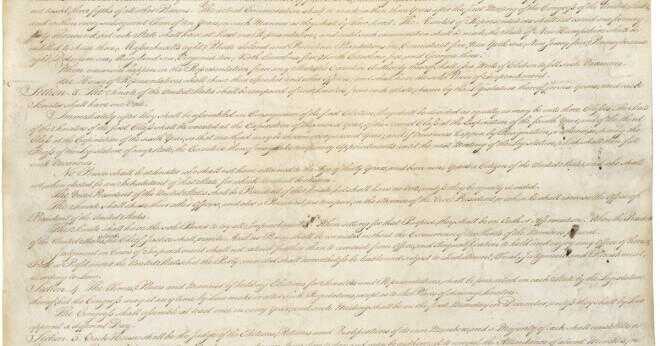 Var den amerikanska konstitutionen skrev i kalligrafi?