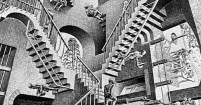 Beskriva 3 element MC Escher använder i sina konstverk?