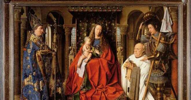 Vad föreställer den Ghent Altarpiece panel målningen av bröderna Van Eyck?