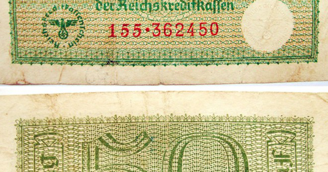 Vad är värdet av en 1937 tyska 1 Rentenmark anteckning?