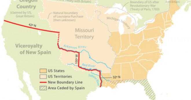 Territorium lagt till USA av Adam-Onis fördraget 1819?