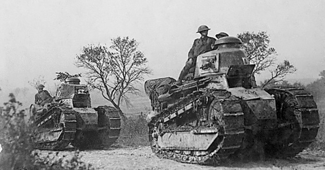 Vad var de första länderna att använda stridsvagnar i världskriget 1?