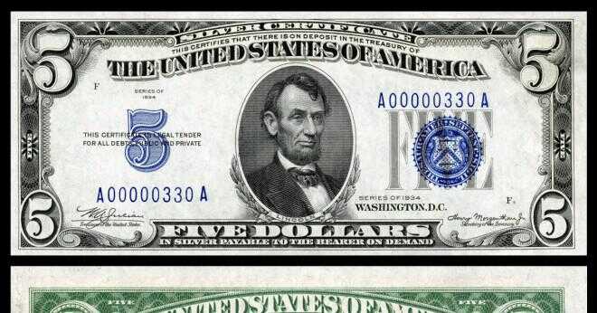 Vad är värdet av en 1953 US 5 dollar bill med en blå tätning?