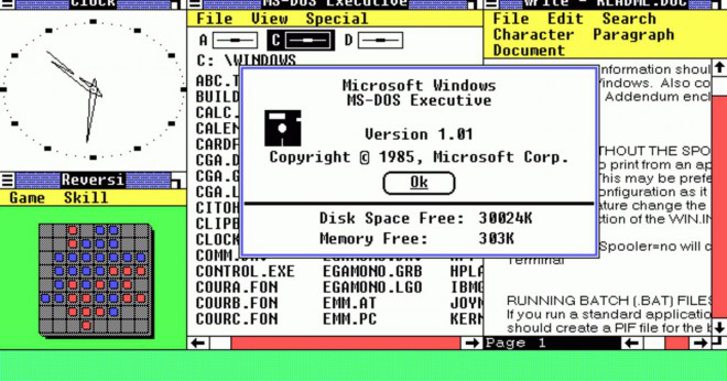 När uppfann Microsoft windows?